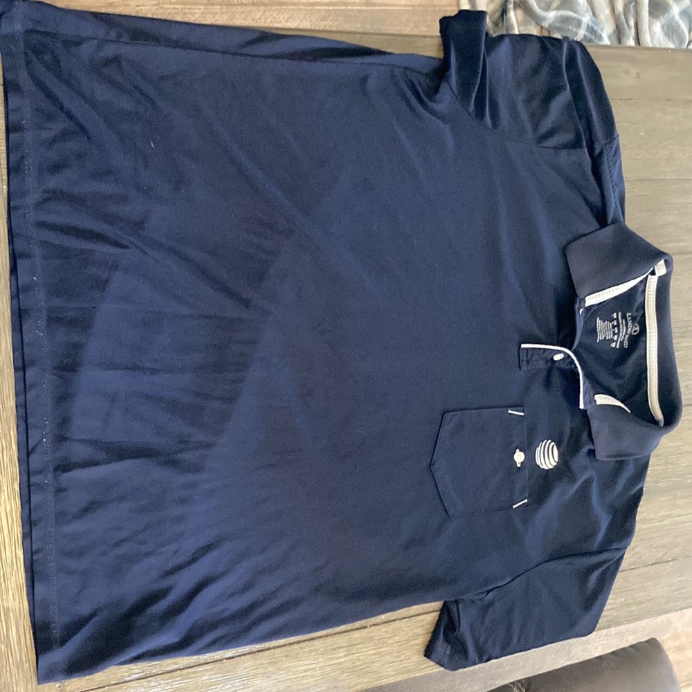Black AT&T quarter button polo tee